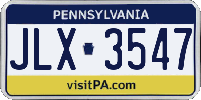 PA license plate JLX3547