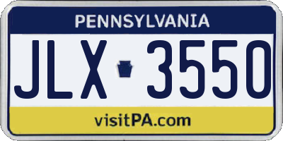 PA license plate JLX3550