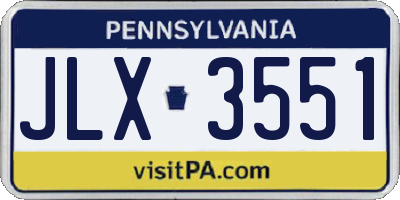 PA license plate JLX3551