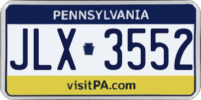 PA license plate JLX3552