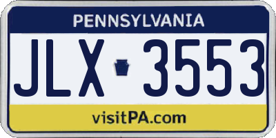 PA license plate JLX3553
