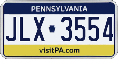 PA license plate JLX3554