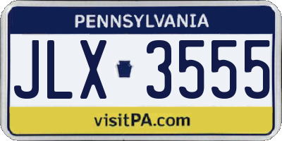 PA license plate JLX3555