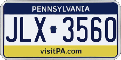 PA license plate JLX3560