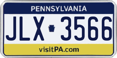 PA license plate JLX3566