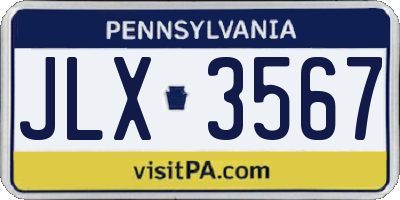 PA license plate JLX3567