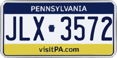 PA license plate JLX3572