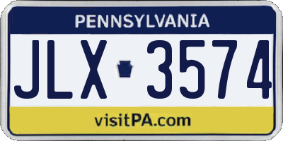 PA license plate JLX3574