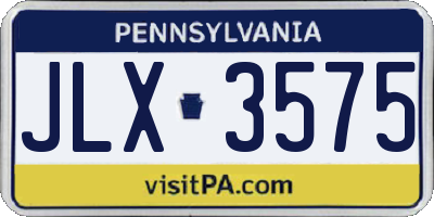 PA license plate JLX3575
