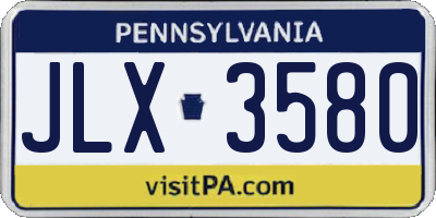 PA license plate JLX3580