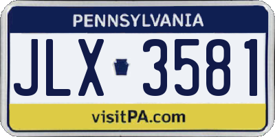 PA license plate JLX3581