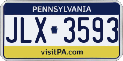 PA license plate JLX3593