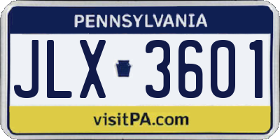 PA license plate JLX3601