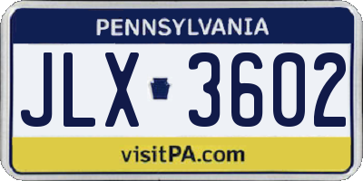 PA license plate JLX3602