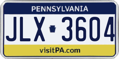 PA license plate JLX3604