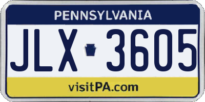 PA license plate JLX3605