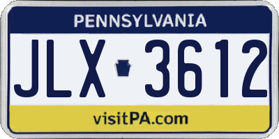PA license plate JLX3612