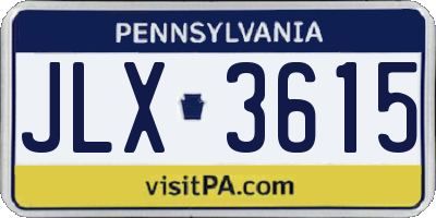 PA license plate JLX3615