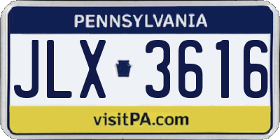 PA license plate JLX3616