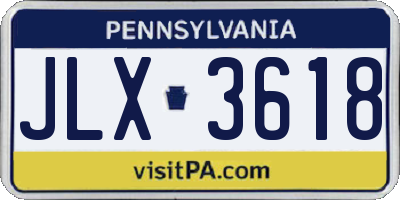 PA license plate JLX3618