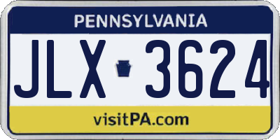 PA license plate JLX3624