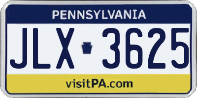 PA license plate JLX3625
