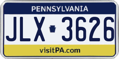 PA license plate JLX3626