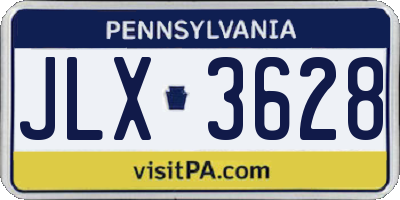 PA license plate JLX3628