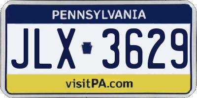 PA license plate JLX3629