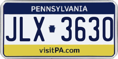 PA license plate JLX3630