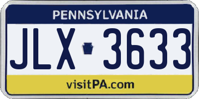 PA license plate JLX3633