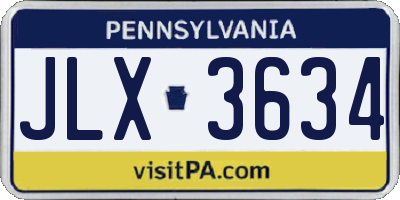 PA license plate JLX3634