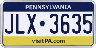 PA license plate JLX3635