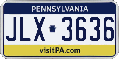PA license plate JLX3636