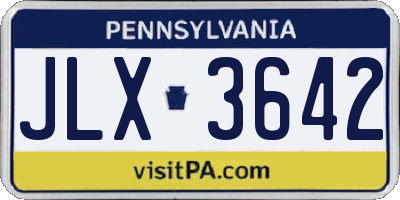 PA license plate JLX3642