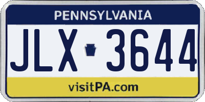 PA license plate JLX3644