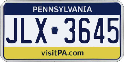 PA license plate JLX3645