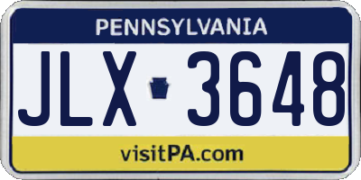 PA license plate JLX3648