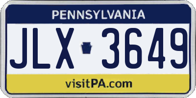PA license plate JLX3649