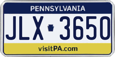 PA license plate JLX3650