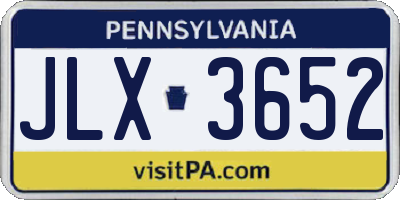 PA license plate JLX3652