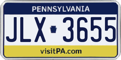PA license plate JLX3655
