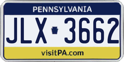 PA license plate JLX3662