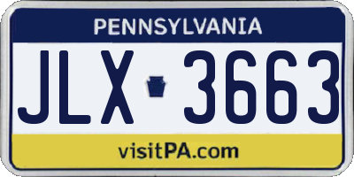 PA license plate JLX3663