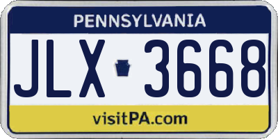 PA license plate JLX3668