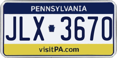 PA license plate JLX3670