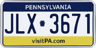 PA license plate JLX3671