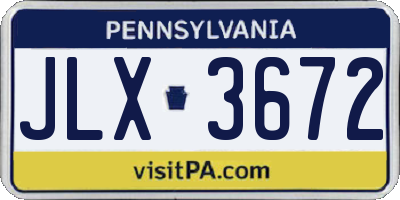PA license plate JLX3672
