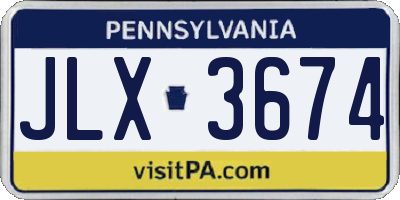 PA license plate JLX3674
