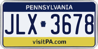 PA license plate JLX3678